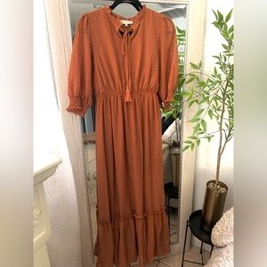 Pink Swiss dots maxi dress